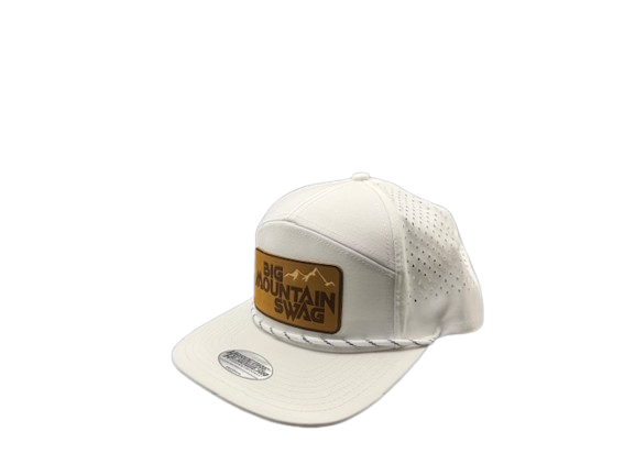 The Hardcore White Trucker with BMS Classic Black Peak Leather Patch