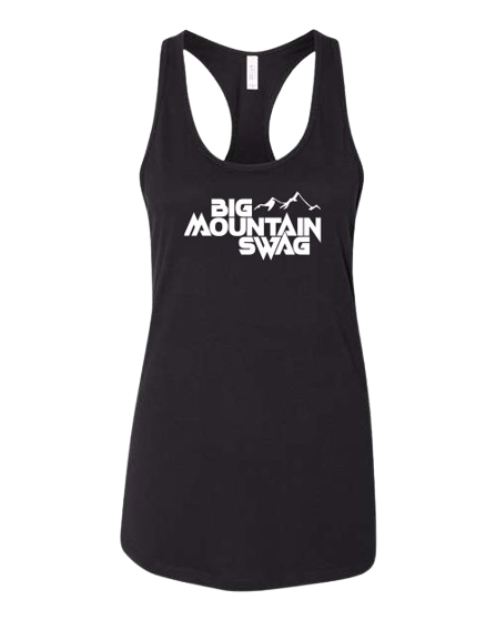 Black Racerback Tank BMS Classic White Peak Logo