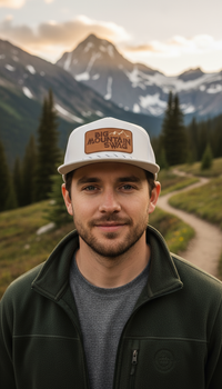 The Hardcore White Trucker with BMS Classic Leather Patch