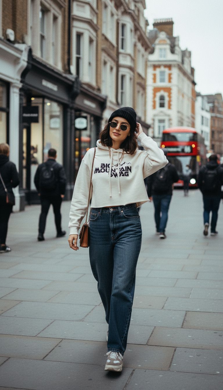 Crop Hoodie BMS Classic Black Peak