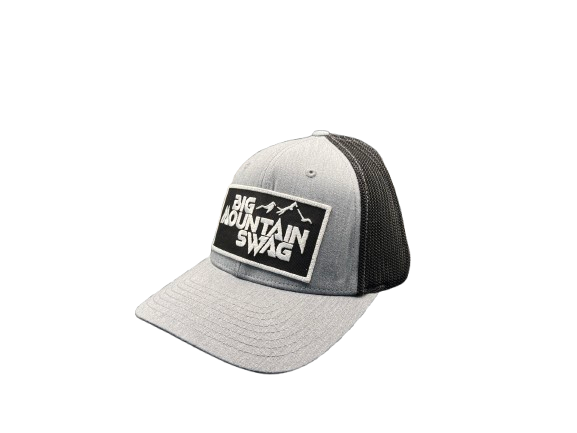 The Trucker in Heather Grey / Black with BMS Classic White Peak Patch