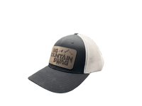 The Trucker in Black / White with BMS Classic Peak - Leather Patch