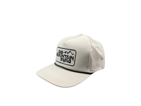 The Hardcore White Trucker with BMS Classic Black Peak Patch