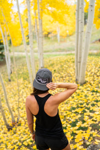 Black Racerback Tank BMS Classic White Peak Logo