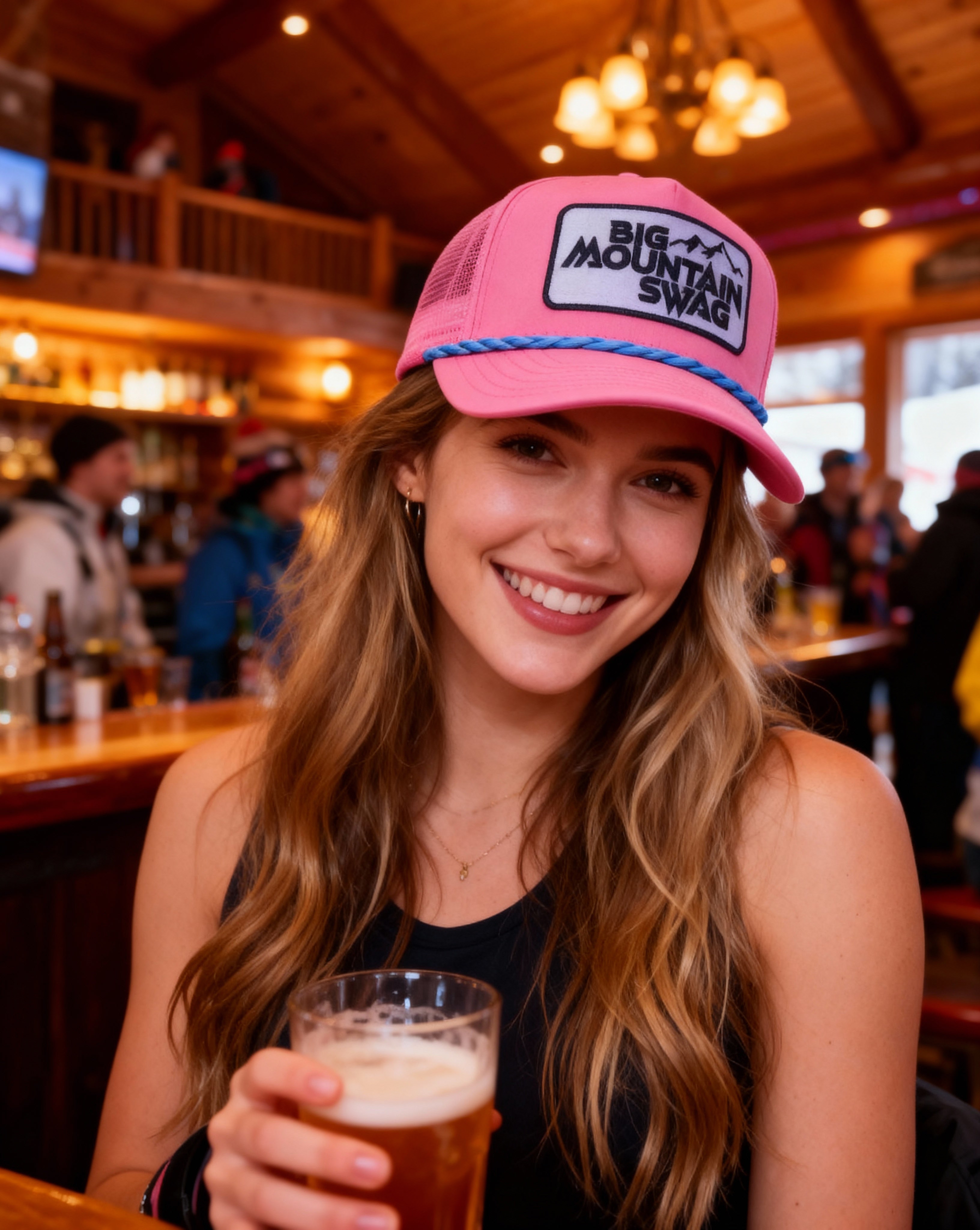 The Hardcore Pink Trucker with BMS Classic Black Peak Patch
